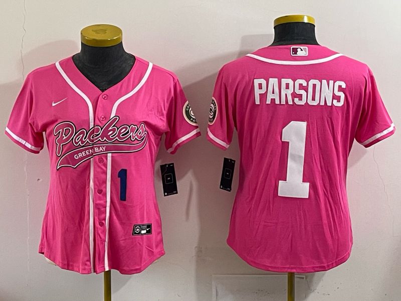 Women 2025 Green Bay Packers #1 Parsons Pink Nike Limited NFL Jersey style 005